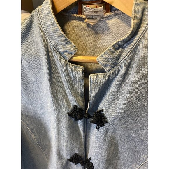 Vintage 80s 90s Seruchi Denim Asian Inspired Jacket Sz 14 - Picture 4 of 8